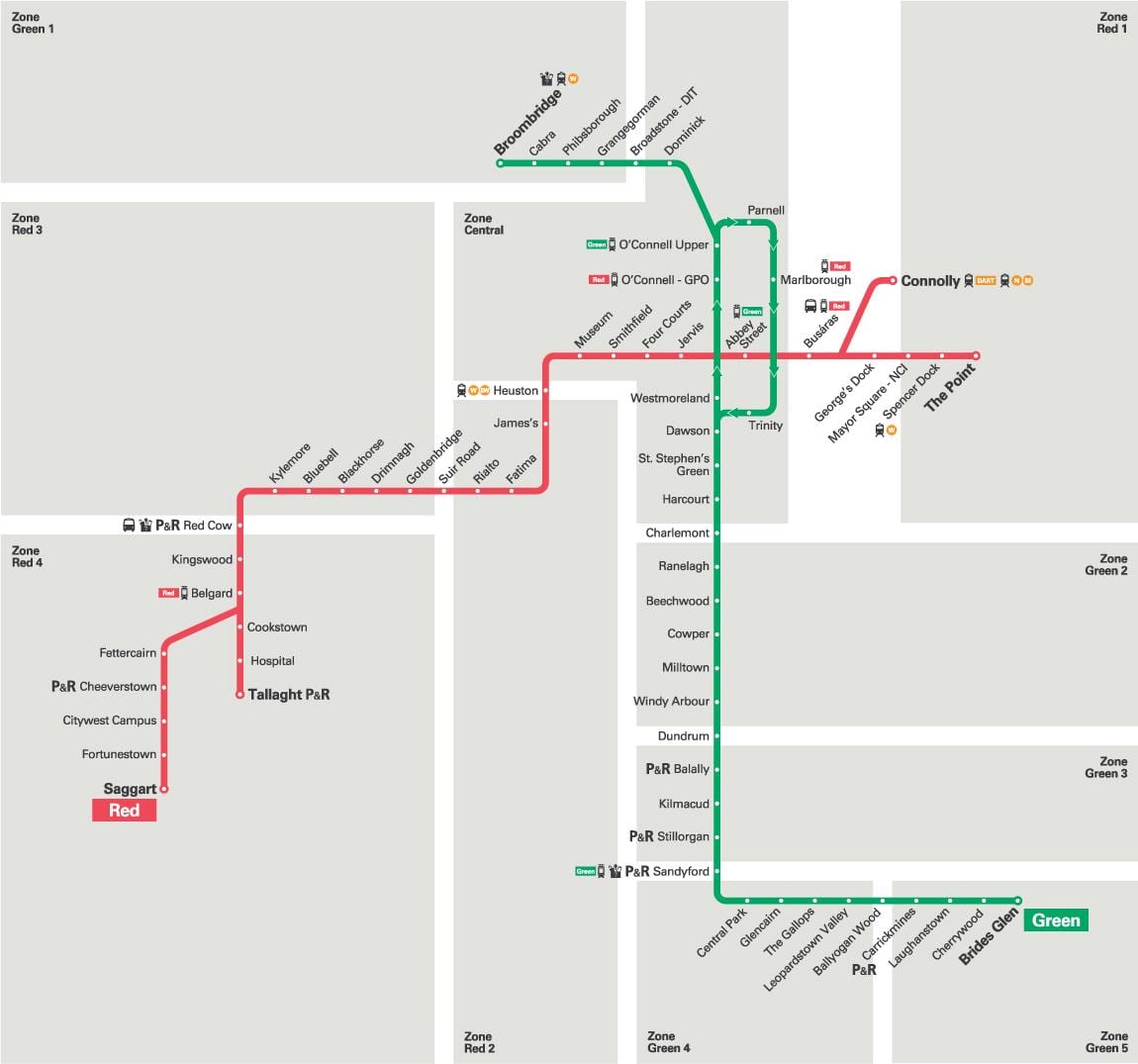 نقشہ کے Luas گرین لائن