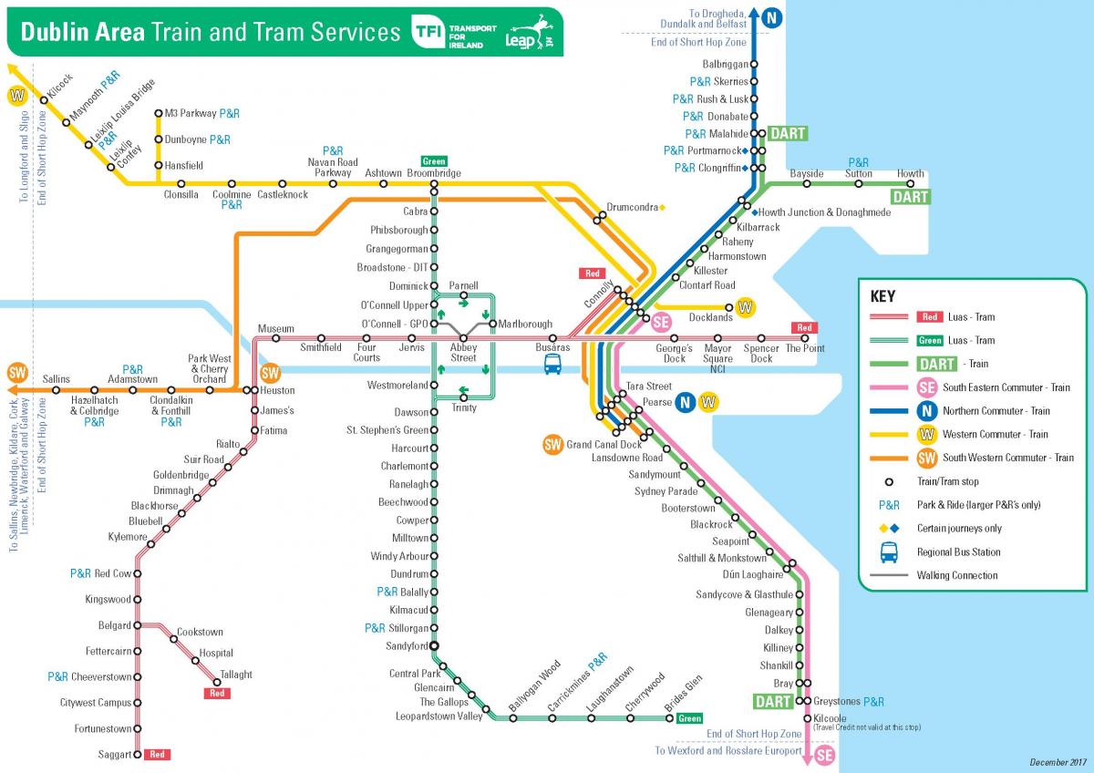 نقشہ کے ڈبلن ٹرین سٹیشنوں