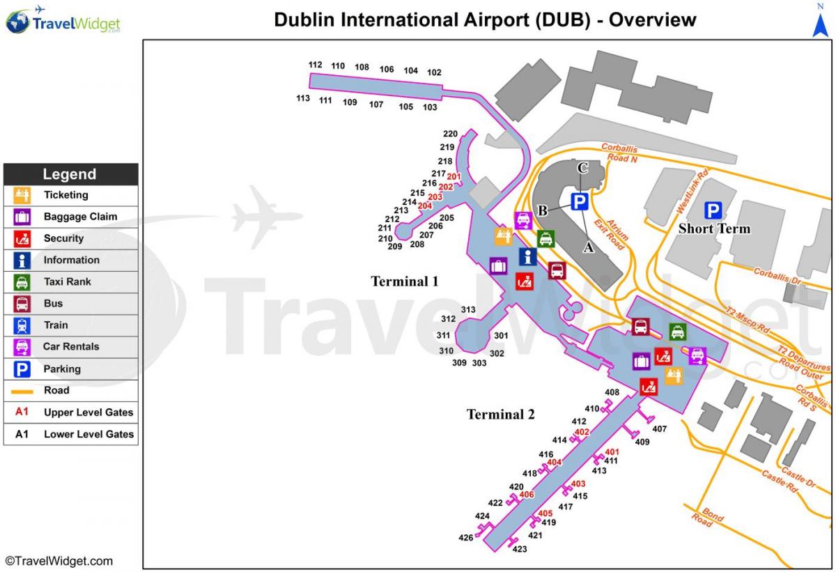 نقشہ کے ڈبلن کے ہوائی اڈے
