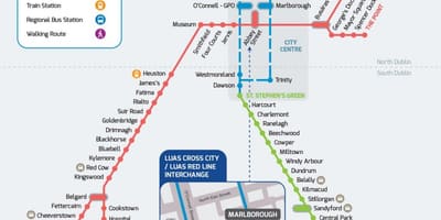 Luas کراس شہر کے راستے کا نقشہ